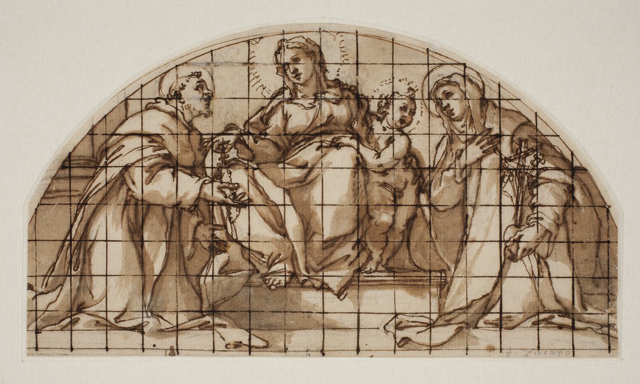 Lunette com a Madona e o Menino com São Francisco de Assis e Catarina de Sena de Giovanni Battista Ricci