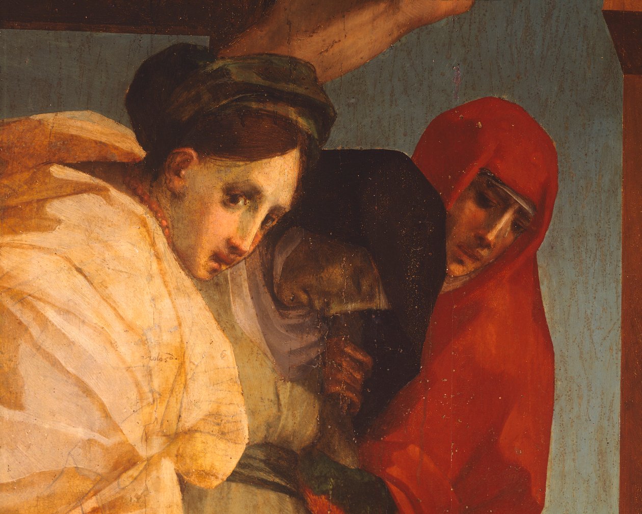 Deposição por Rosso Fiorentino (1494-1540), óleo sobre madeira, 375x196 cm, detalhe de Giovanni Battista Rosso Fiorentino