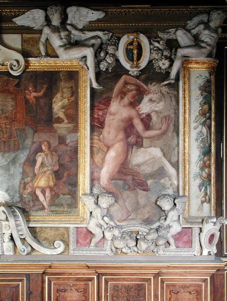 Figura feminina com um cavalo, da Galeria de Francisco I, 1530-40 de Giovanni Battista Rosso Fiorentino