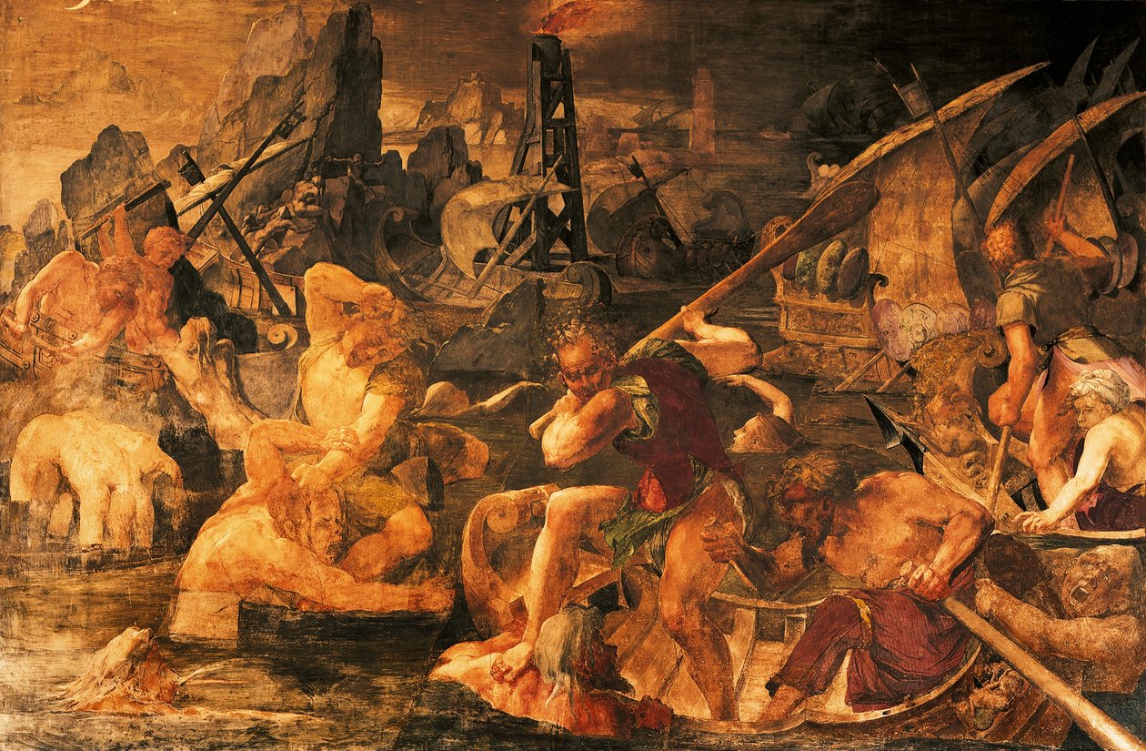 Combate Naval, Galeria afresco de Francisco I, Chateau de Fontainebleau (Património Mundial da UNESCO) de Giovanni Battista Rosso Fiorentino