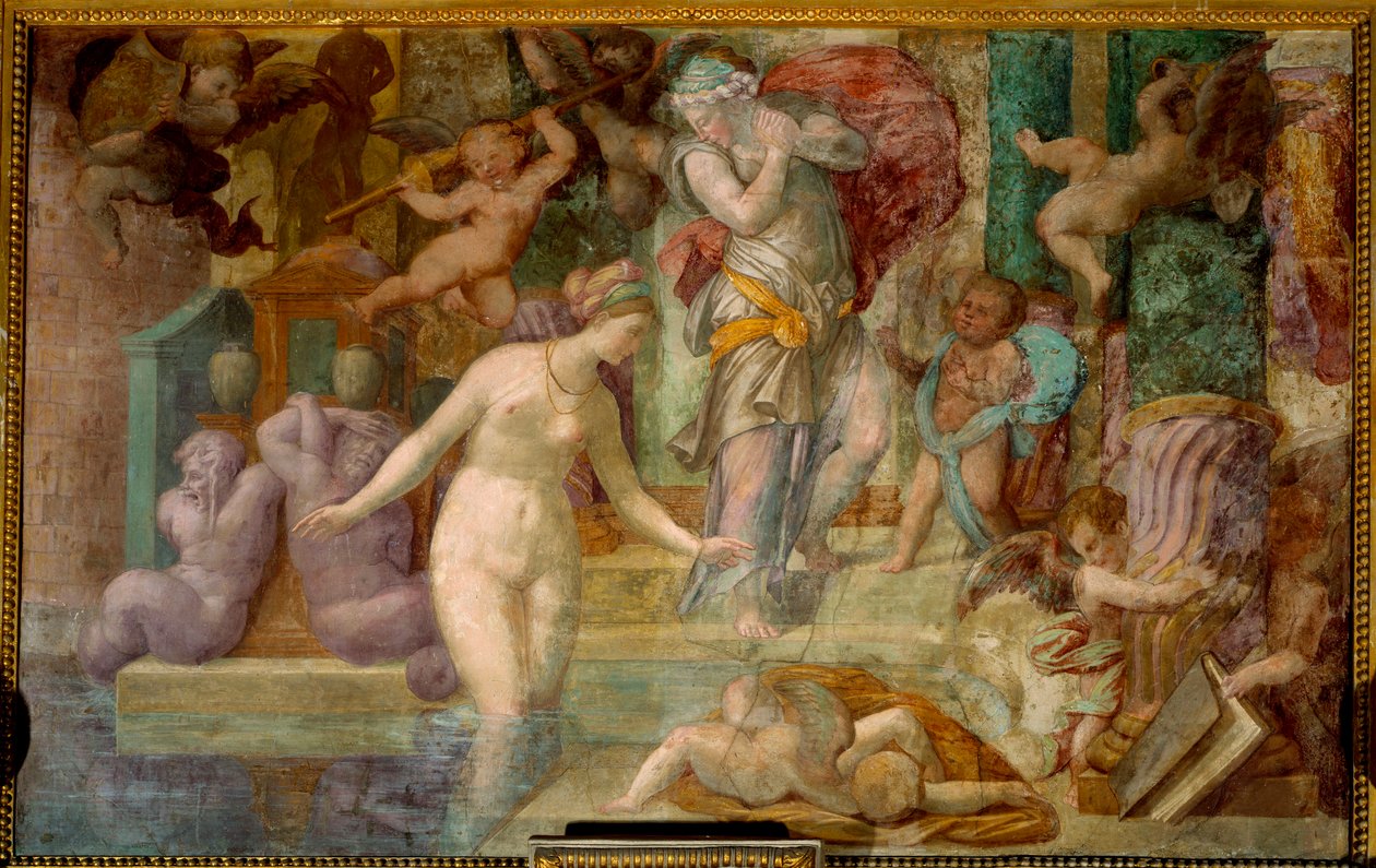 Escola de Fontainebleau: Vénus na fonte. Pintura de Giovanni Battista di Jacopo Rosso (1494-1541) de Giovanni Battista Rosso Fiorentino