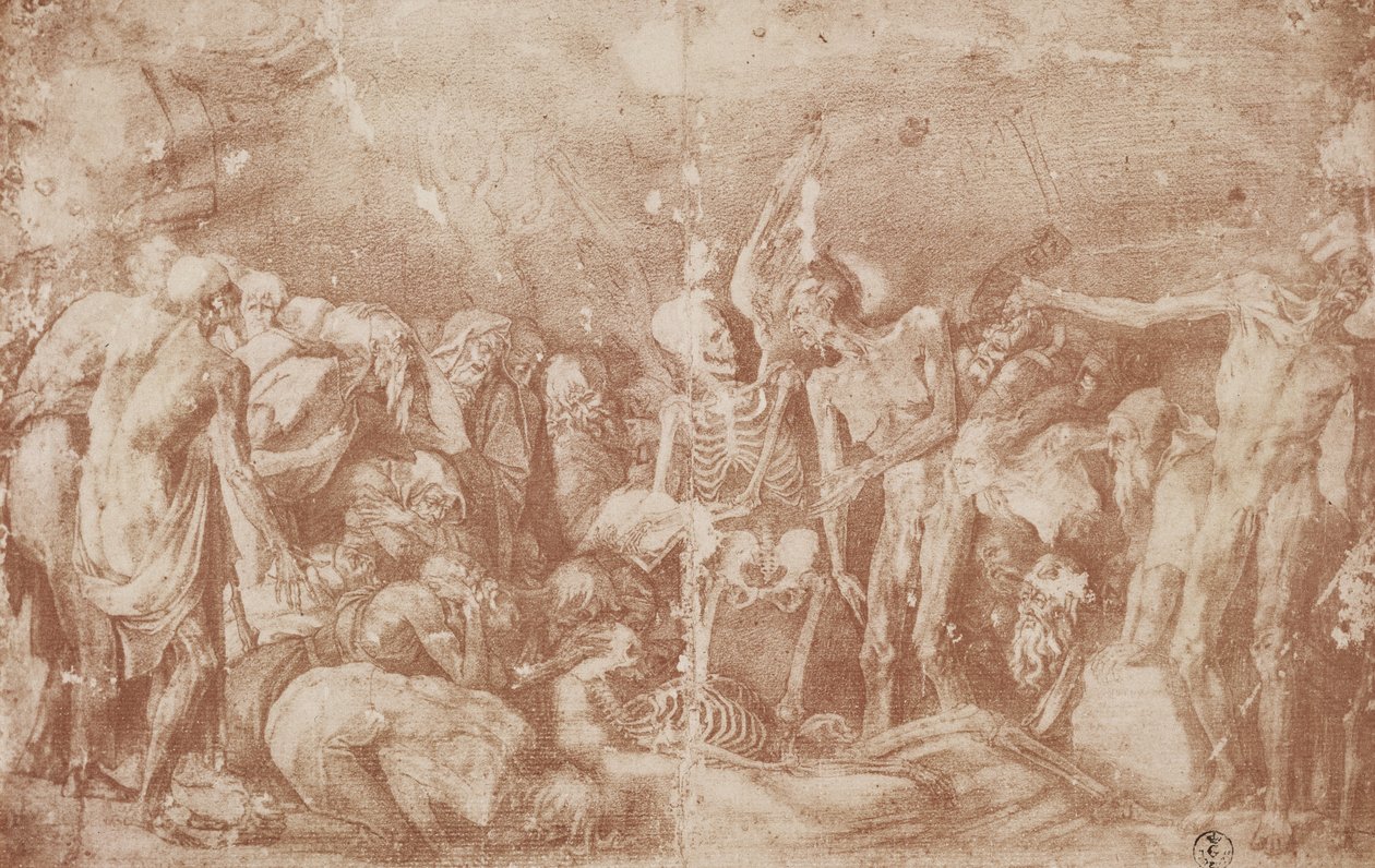 Estudo dos Vivos e dos Mortos reunidos (otimista no papel) de Giovanni Battista Rosso Fiorentino