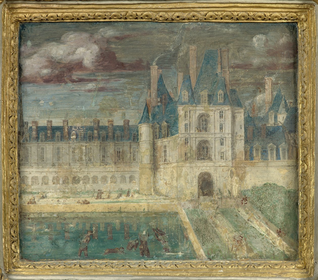 Vista do castelo de Fontainebleau por volta de 1535 a 1540 de Giovanni Battista Rosso Fiorentino