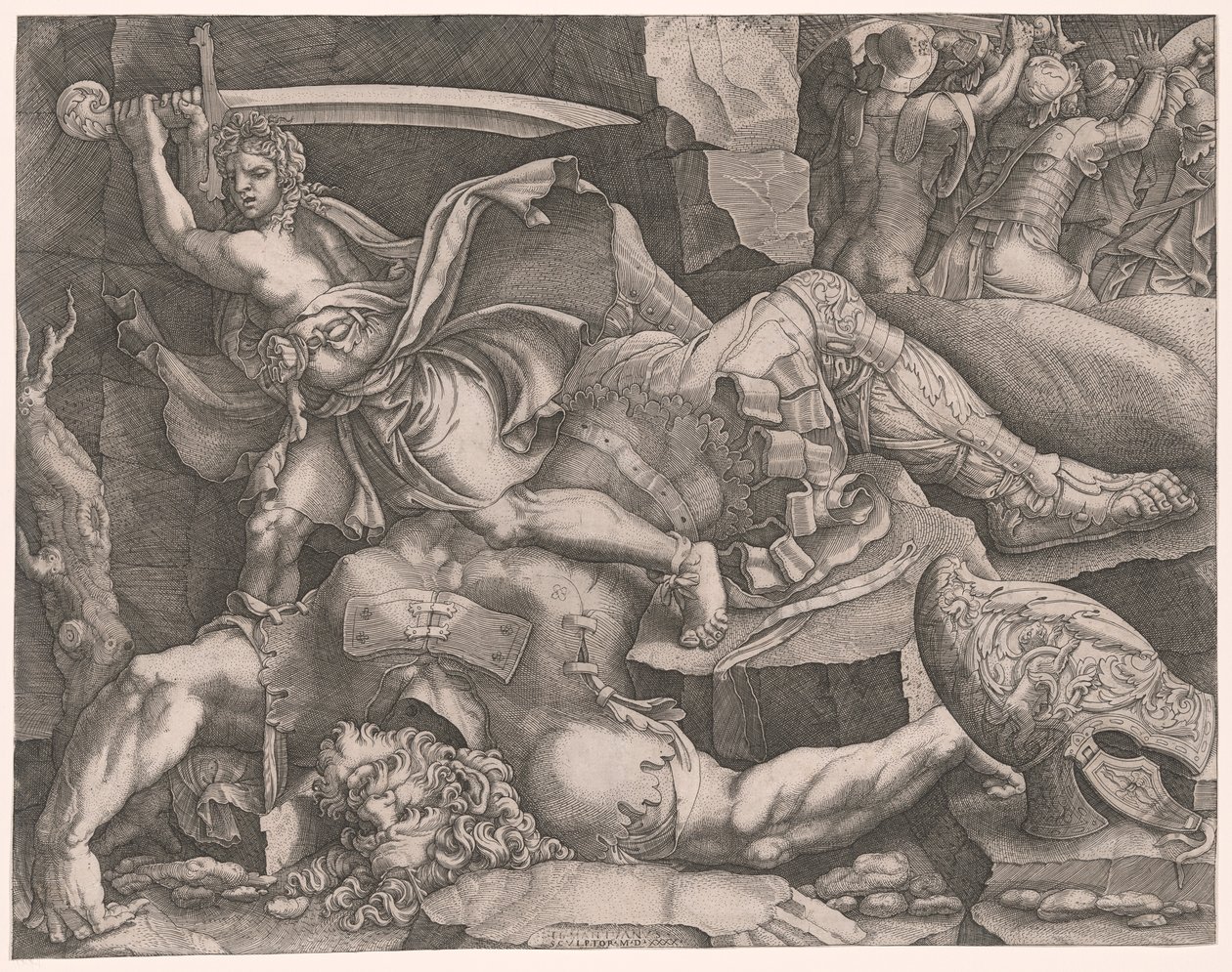David cortando a cabeça de Golias de Giovanni Battista Scultori