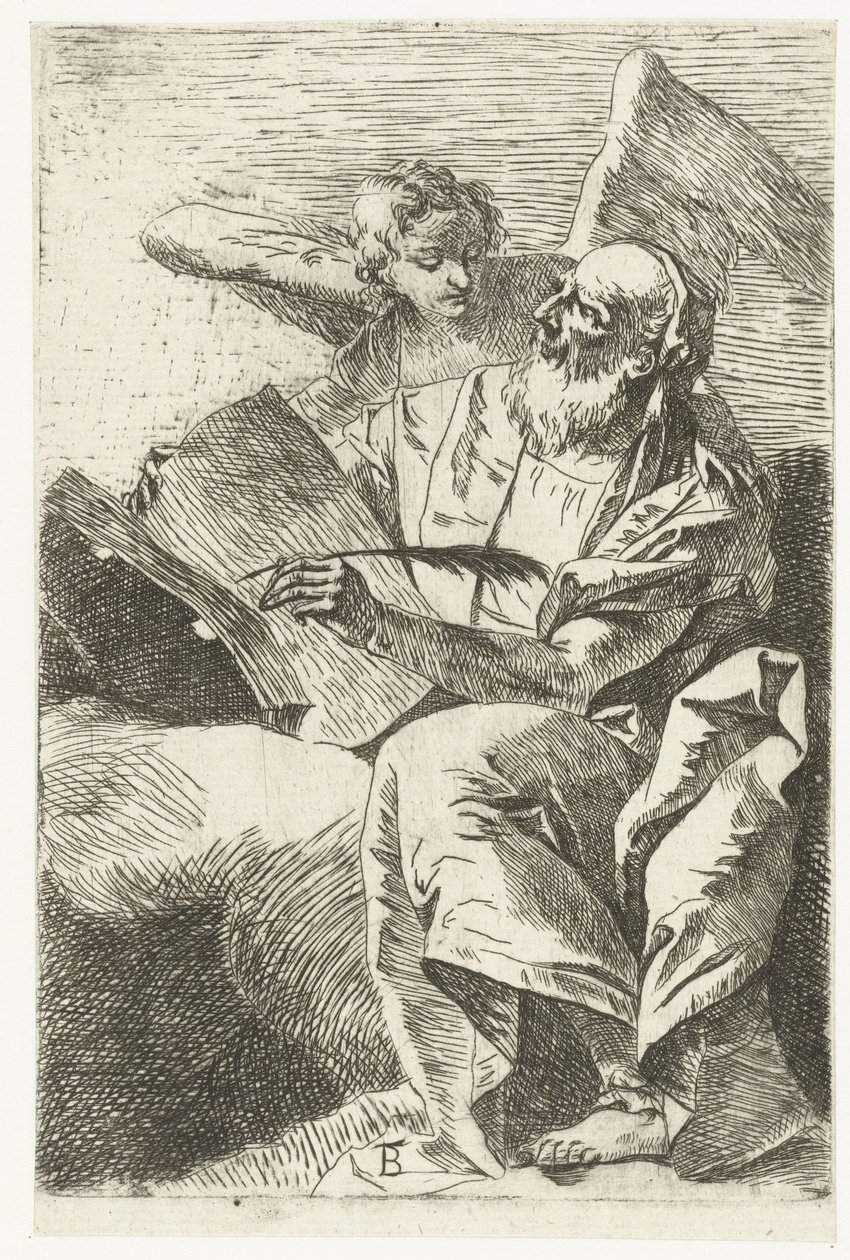 Evangelista Mateus com anjo
Quatro Evangelistas (título da série) de Giovanni Battista Tiepolo (attributed to)