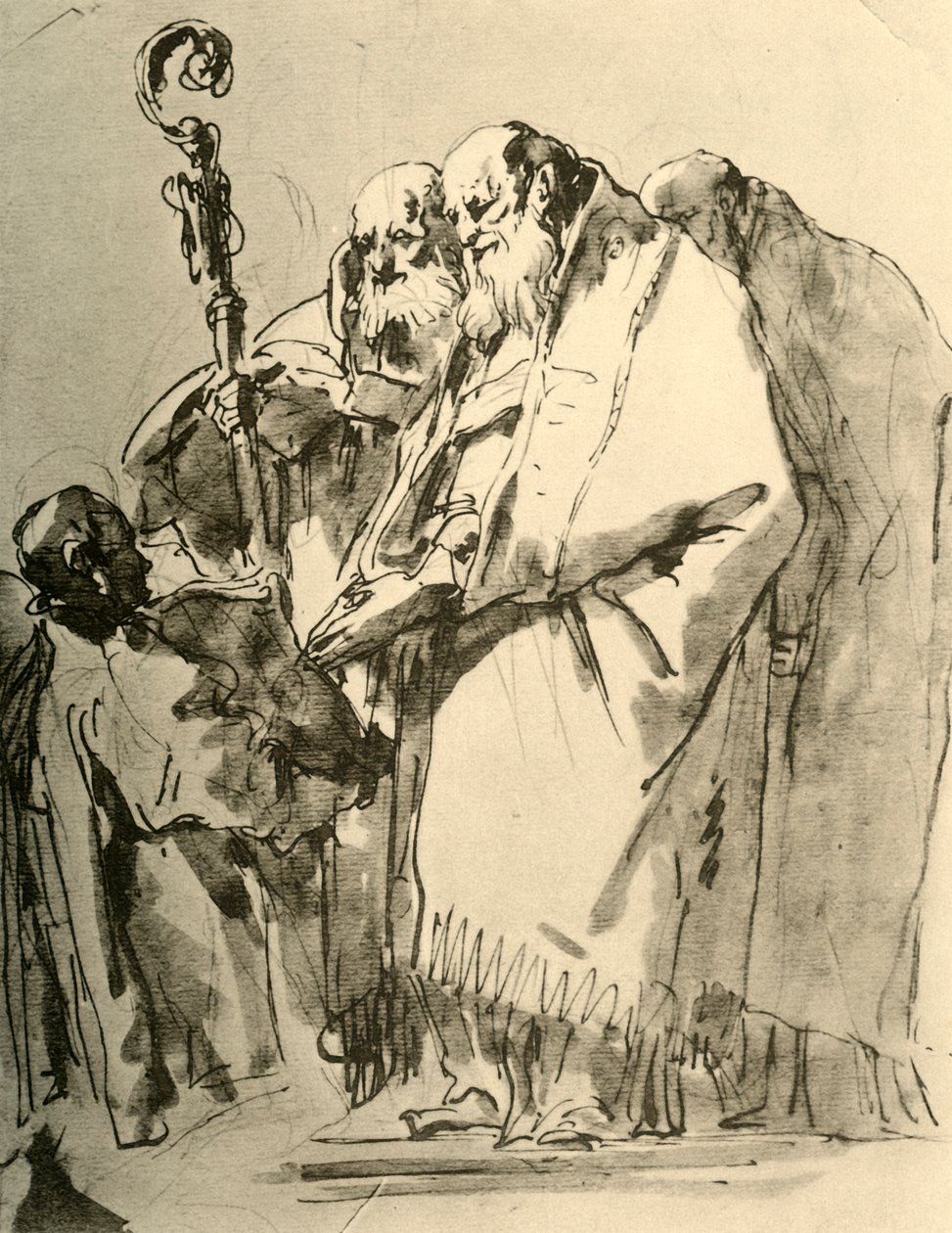 Um bispo, dois outros sacerdotes e um diácono com o ritual, c1740s, 1928 de Giovanni Battista Tiepolo