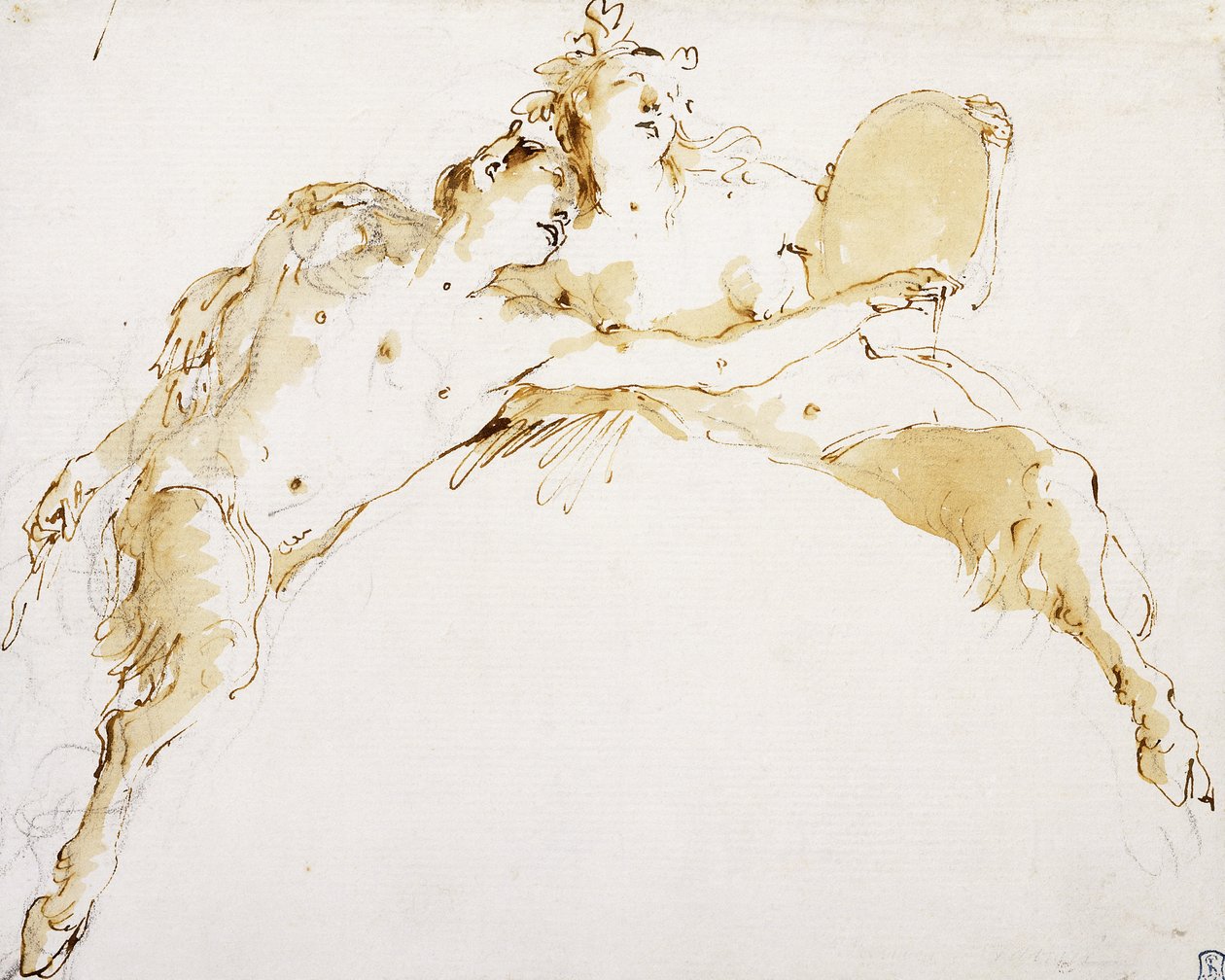 Um Fauno, com o braço esquerdo estendido, e um Fauno segurando um tambor, de Giovanni Battista Tiepolo