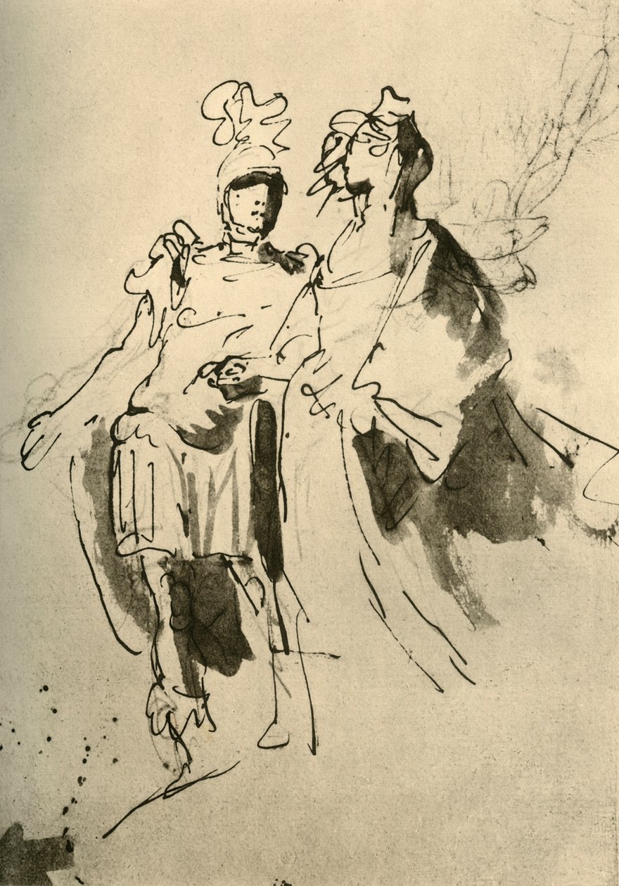 Um soldado e uma mulher, meados do século XVIII, 1928 de Giovanni Battista Tiepolo