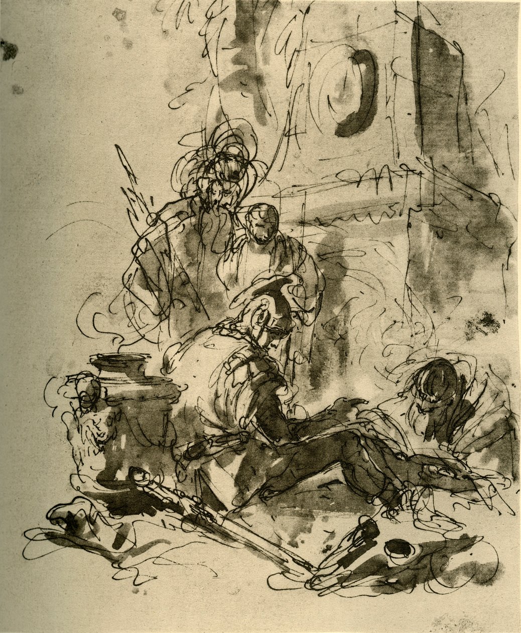 Um soldado sentado, meados do século XVIII, 1928 de Giovanni Battista Tiepolo