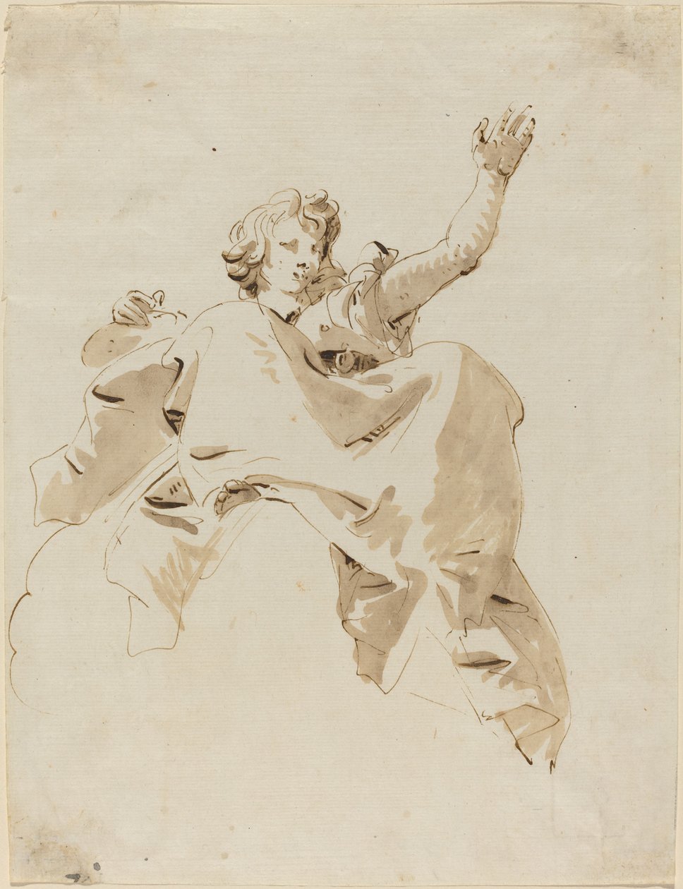 Uma mulher sentada em uma nuvem, vista de baixo de Giovanni Battista Tiepolo