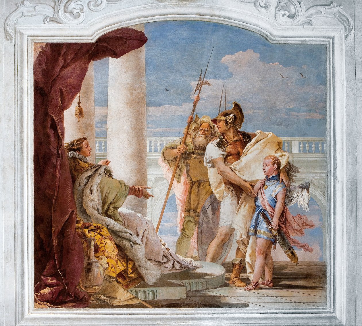 Eneida apresenta Cupido, disfarçado de Ascanius, a Dido, da Sala da Eneida na Palazzina, 1757 de Giovanni Battista Tiepolo