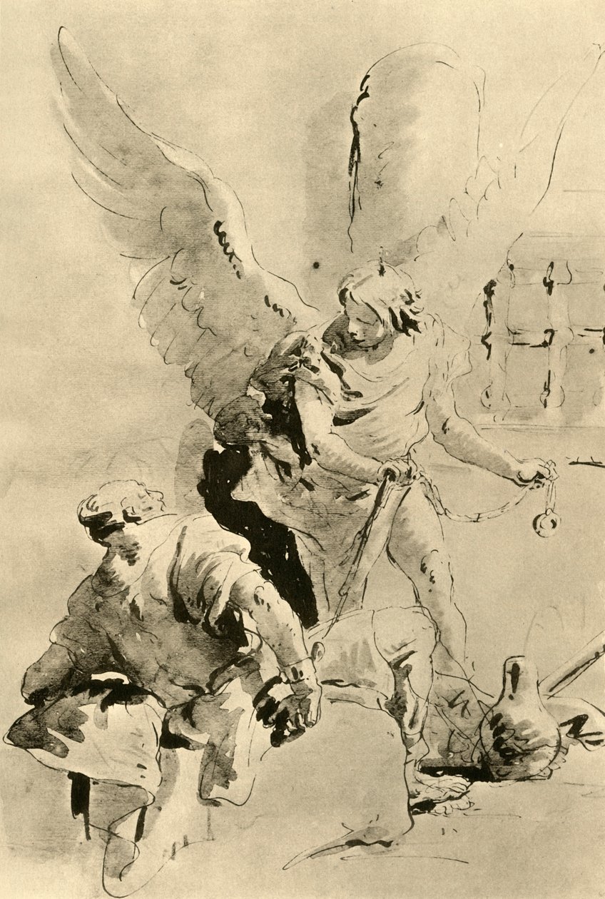 Um anjo aparece ao apóstolo Pedro na prisão, em meados do século XVIII, 1928 de Giovanni Battista Tiepolo