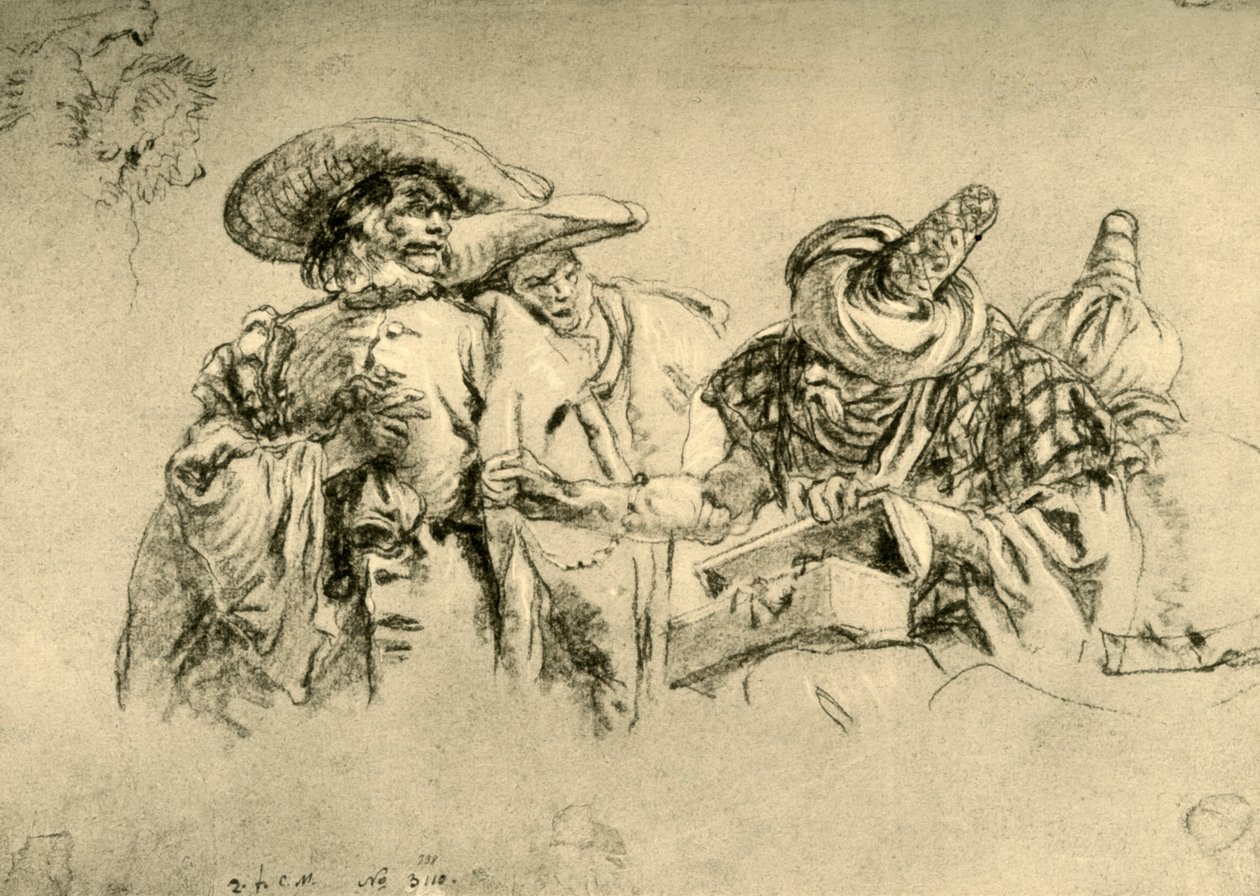 Um negociante oriental de jóias e dois comerciantes europeus, 1752-1753, 1928 de Giovanni Battista Tiepolo