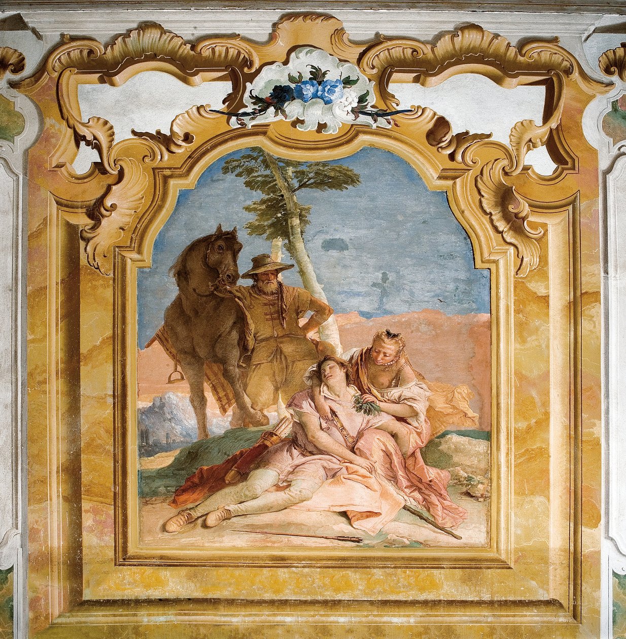 Angélica vem ao auxílio dos feridos Medoro, da sala de Orlando Furioso na Palazzina, 1757 de Giovanni Battista Tiepolo