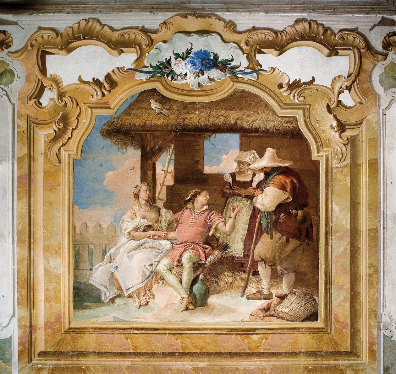 Angelica e Medoro se despedem dos camponeses, da sala de Orlando Furioso na Palazzina, 1757 de Giovanni Battista Tiepolo