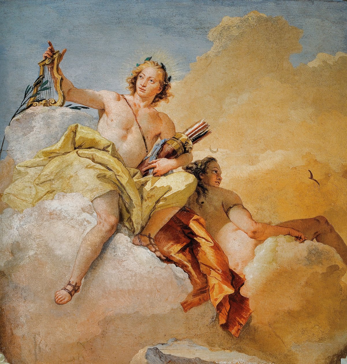 Apolo e Diana, da Sala das Deidades Olimpianas na Foresteria (Guesthouse) 1757 de Giovanni Battista Tiepolo