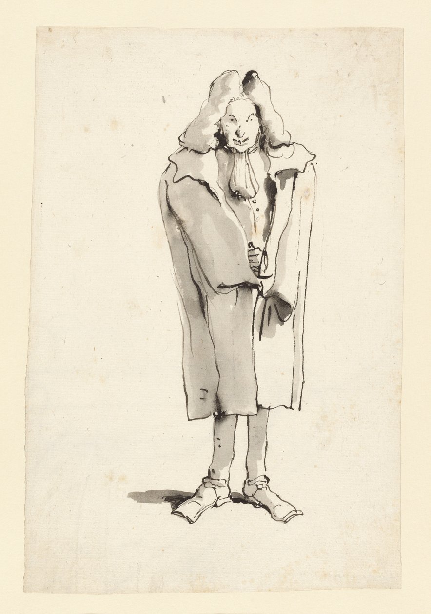 Caricatura de um homem com um sobretudo de Giovanni Battista Tiepolo