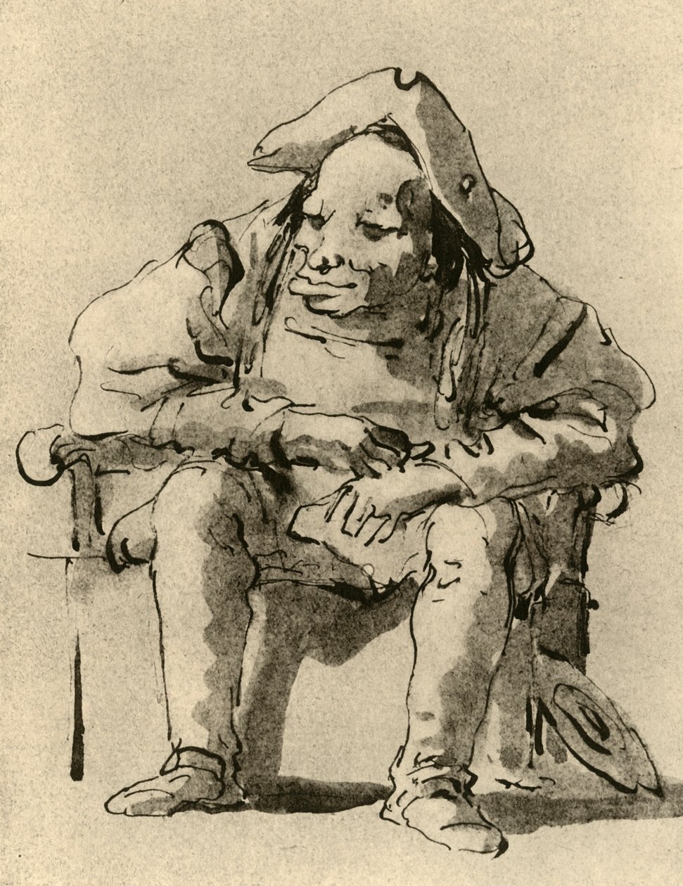 Caricatura de um homem sentado, meados do século XVIII, 1928 de Giovanni Battista Tiepolo