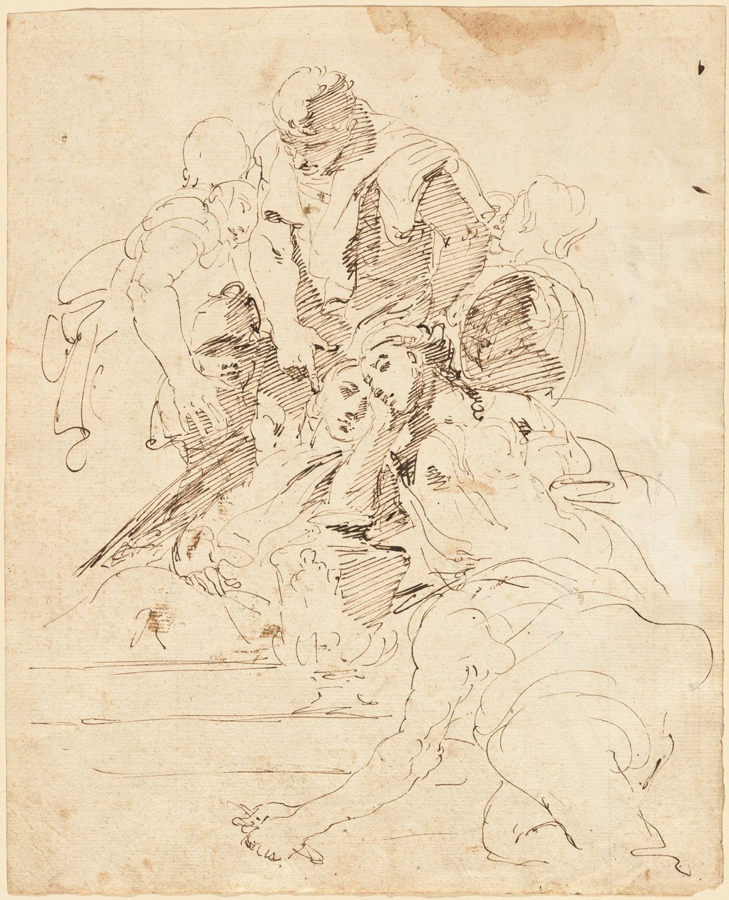 Figuras clássicas reunidas em torno de uma urna de Giovanni Battista Tiepolo