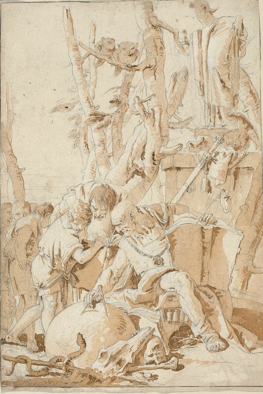 Demócrito e Heráclito Rindo e se lamentando das loucuras do mundo de Giovanni Battista Tiepolo