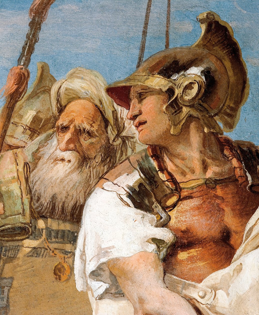 Detalhe de Enéias, de Eneida apresenta Cupido, disfarçado de Ascanius, a Dido, da Sala da Eneida na Palazzina, 1757 de Giovanni Battista Tiepolo