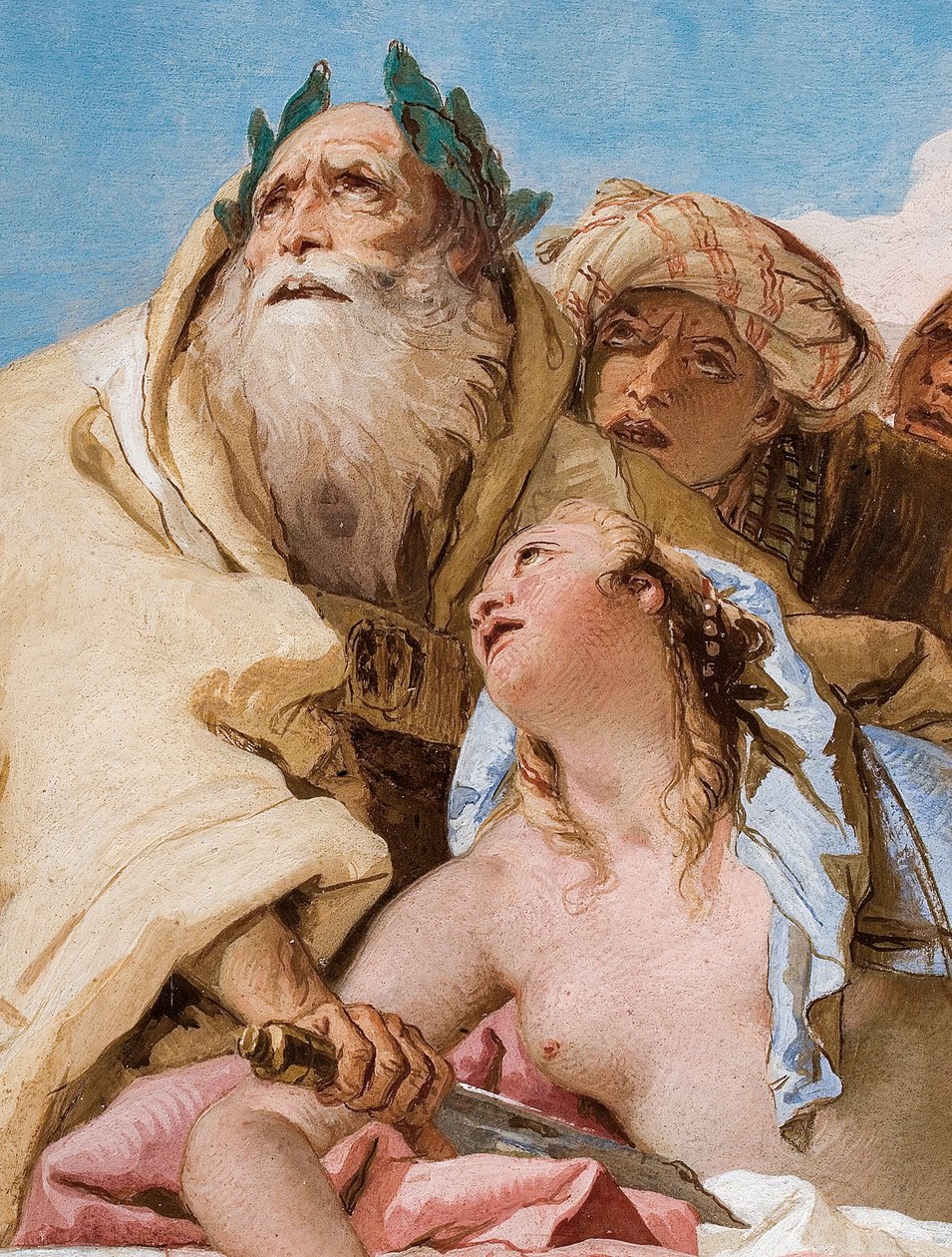 Detalhe de Calchas e Ifigênia de O Sacrifício de Ifigênia, do Hall de Entrada da Palazzina, 1757 de Giovanni Battista Tiepolo