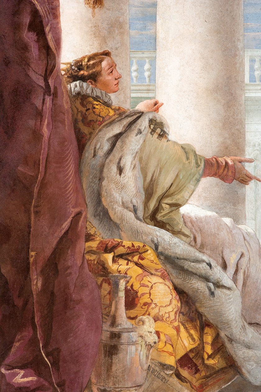 Detalhe de Dido, de Eneida Apresenta Cupido, Disfarçado de Ascanius, a Dido, da Sala da Eneida na Palazzina, 1757 de Giovanni Battista Tiepolo