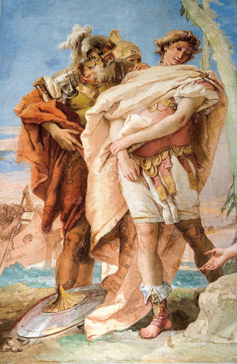 Detalhe de Rinaldo, de Rinaldo Abandonando Armida, da Sala de Jerusalém Entregue na Palazzina, 1757 de Giovanni Battista Tiepolo