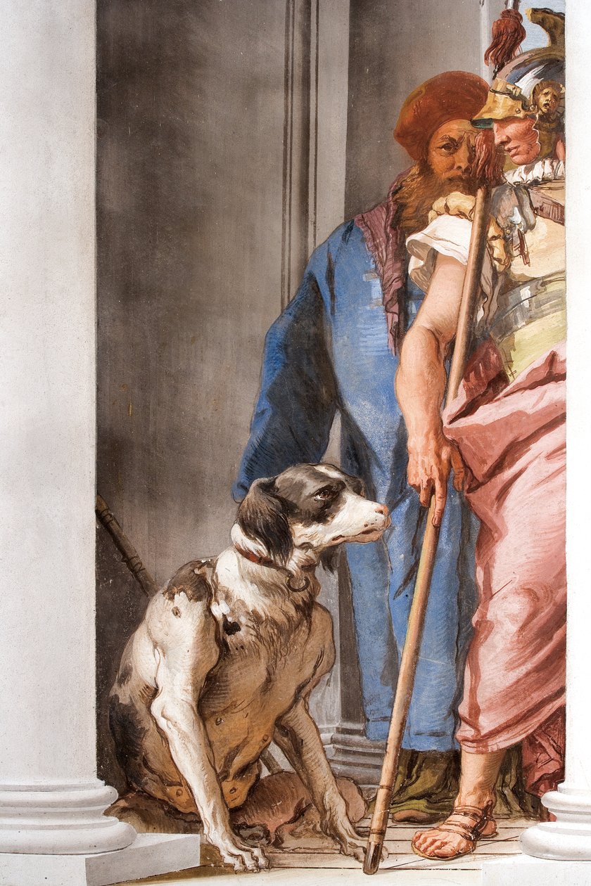Detalhe da frota grega em Aulis, do Hall de entrada da Palazzina, 1757 de Giovanni Battista Tiepolo