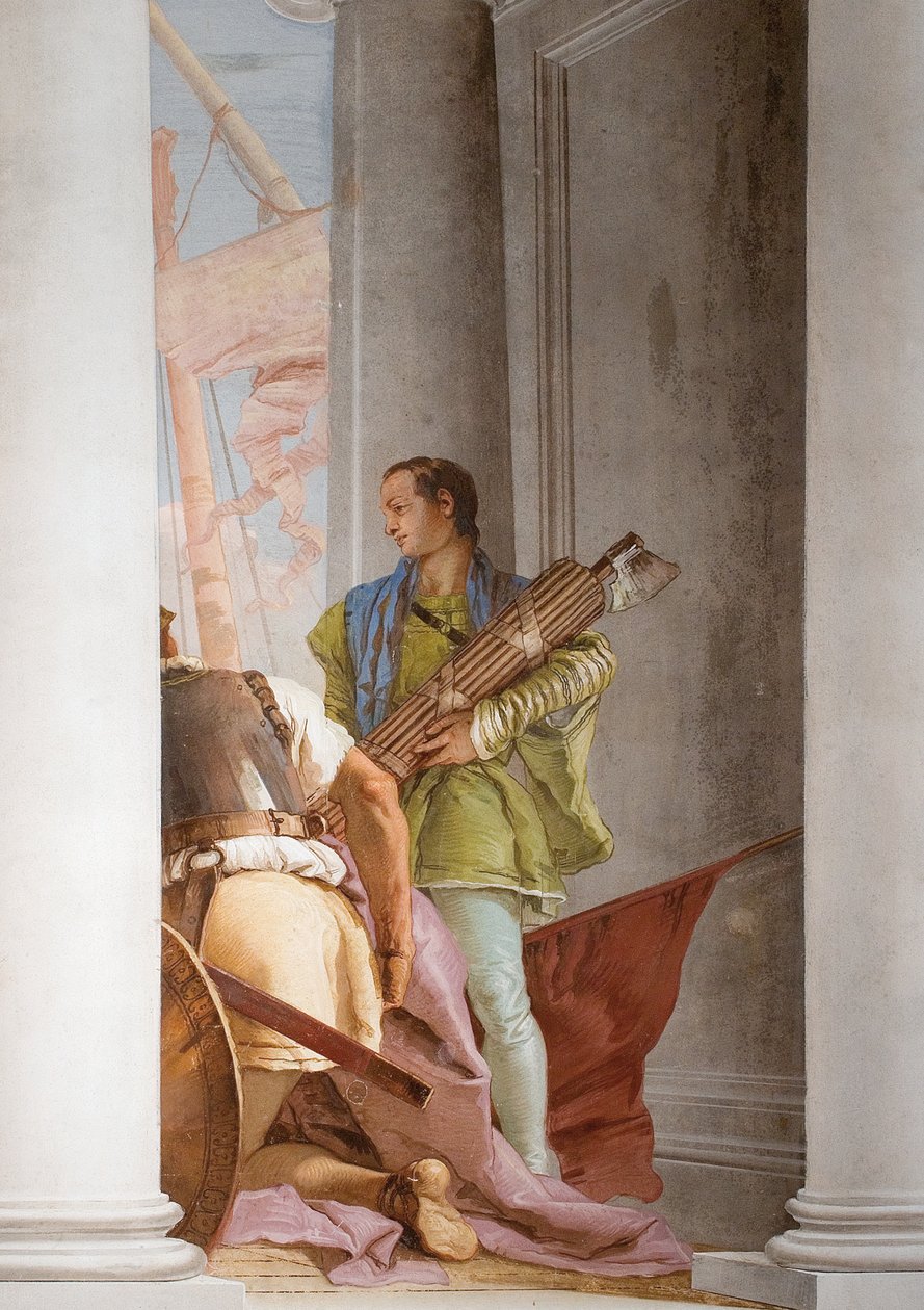 Detalhe da frota grega em Aulis, do Hall de entrada da Palazzina, 1757 de Giovanni Battista Tiepolo