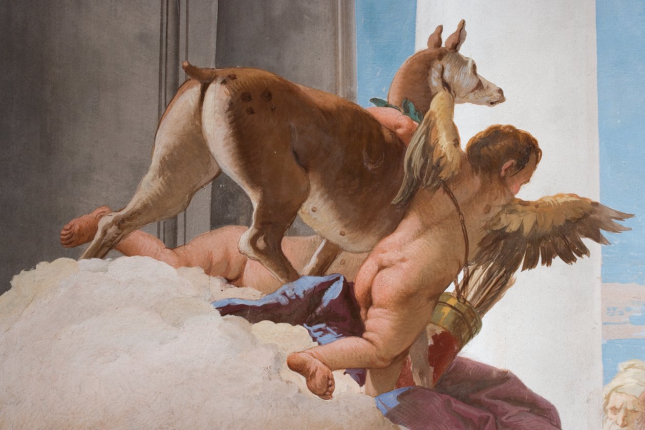 Detalhe do traseiro sacrificial de O Sacrifício de Ifigênia, do Hall de Entrada da Palazzina, 1757 de Giovanni Battista Tiepolo
