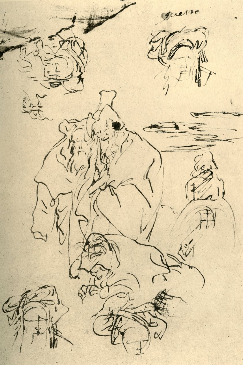 Figuras e cabeças de orientais, meados do século XVIII, 1928 de Giovanni Battista Tiepolo