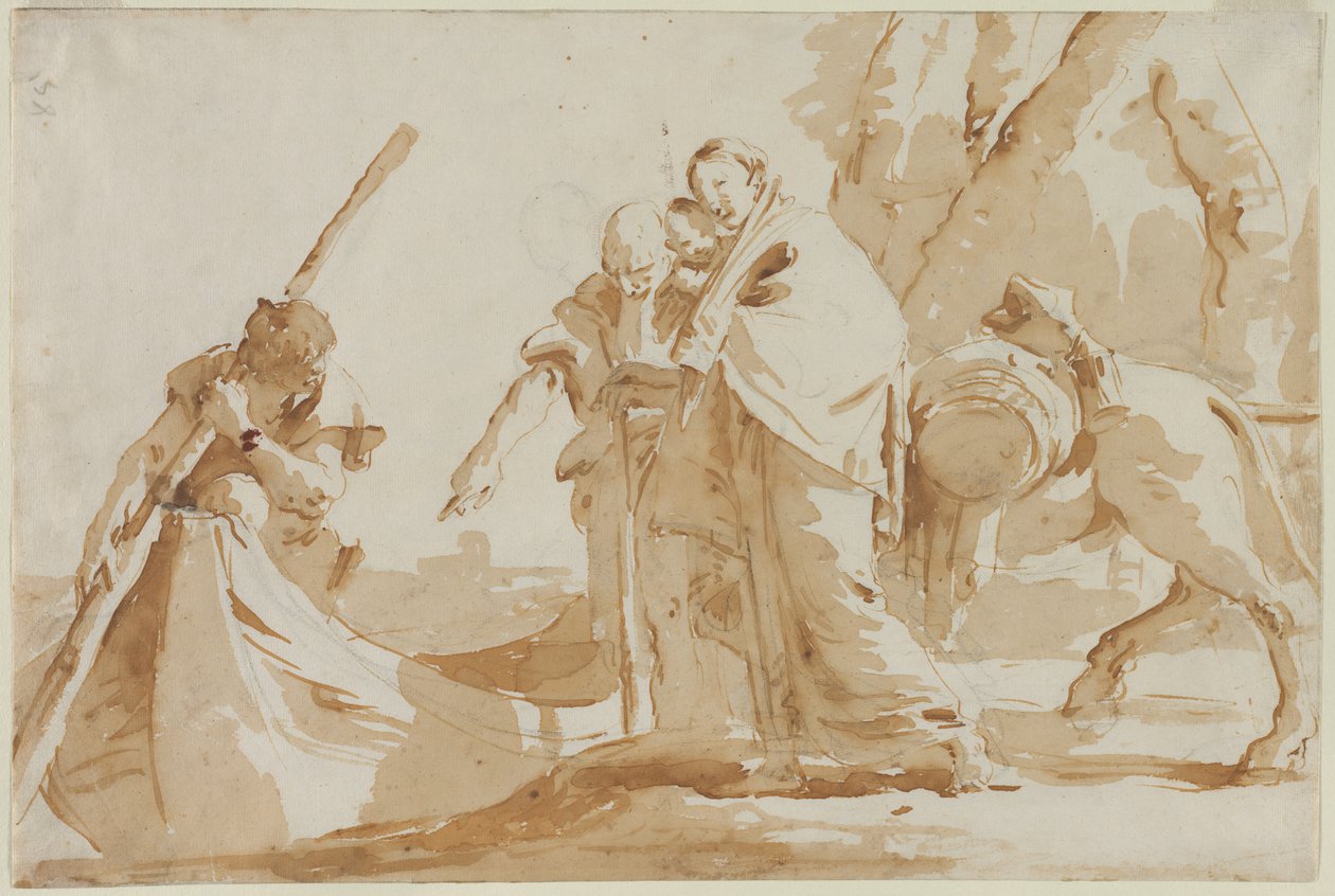 Fuga para o Egito: o embarque da Sagrada Família, c. 1735 de Giovanni Battista Tiepolo
