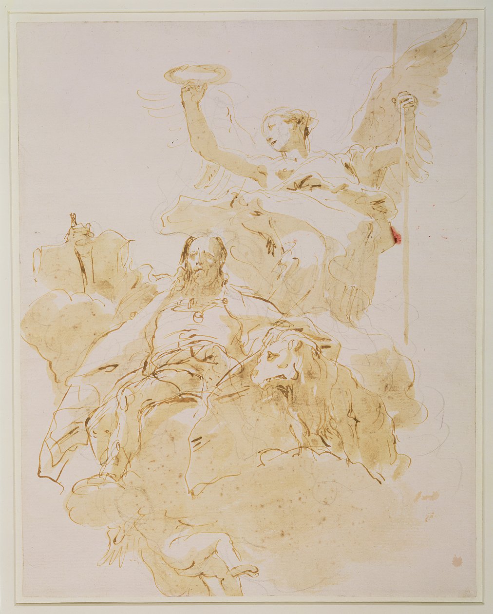Glorificação da Família Porto, c.1755-60 (caneta, tinta marrom e lavagem, giz preto) de Giovanni Battista Tiepolo