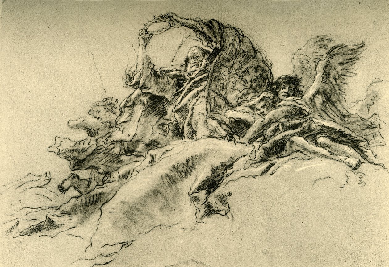 Deus Pai e Anjos, c1754, 1928 de Giovanni Battista Tiepolo