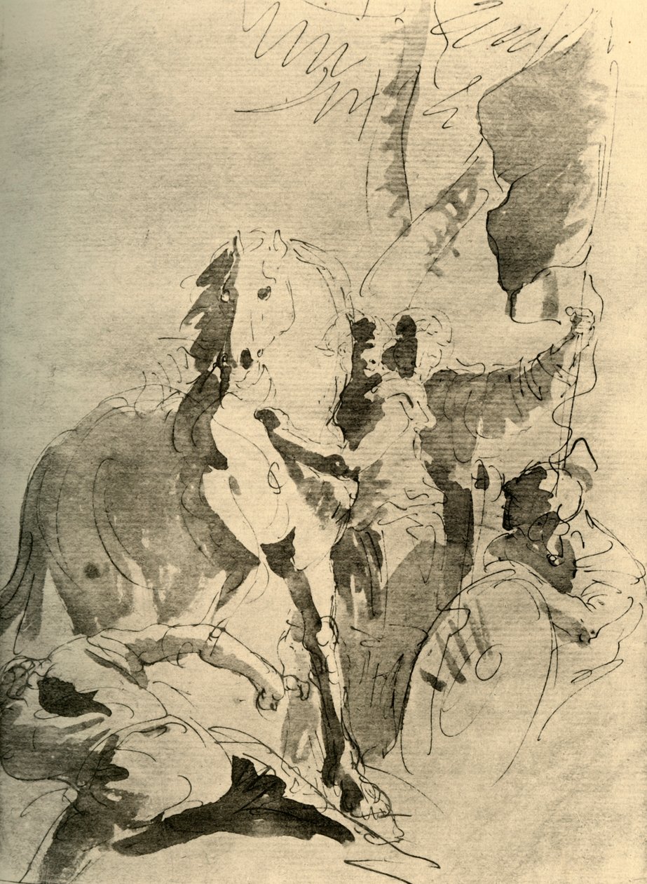 Grupo de soldados a cavalo, meados do século XVIII, 1928 de Giovanni Battista Tiepolo