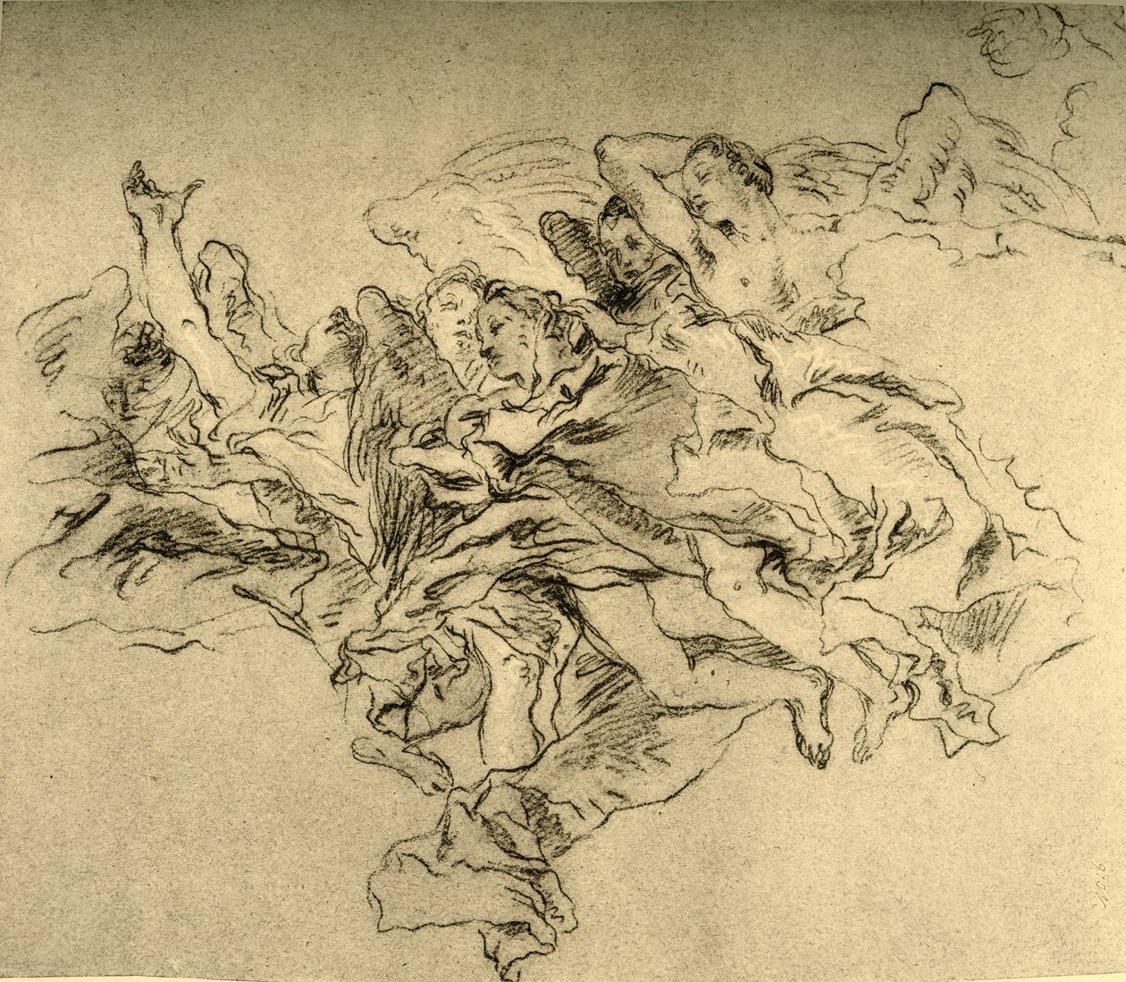 Grupo de anjos pairando, c1755, 1928 de Giovanni Battista Tiepolo