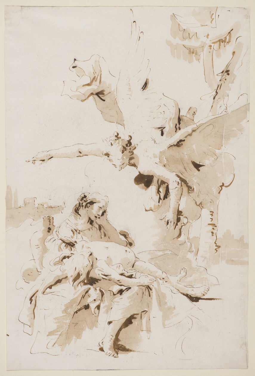 Hagar e Ismael no Deserto, c.1725 de Giovanni Battista Tiepolo