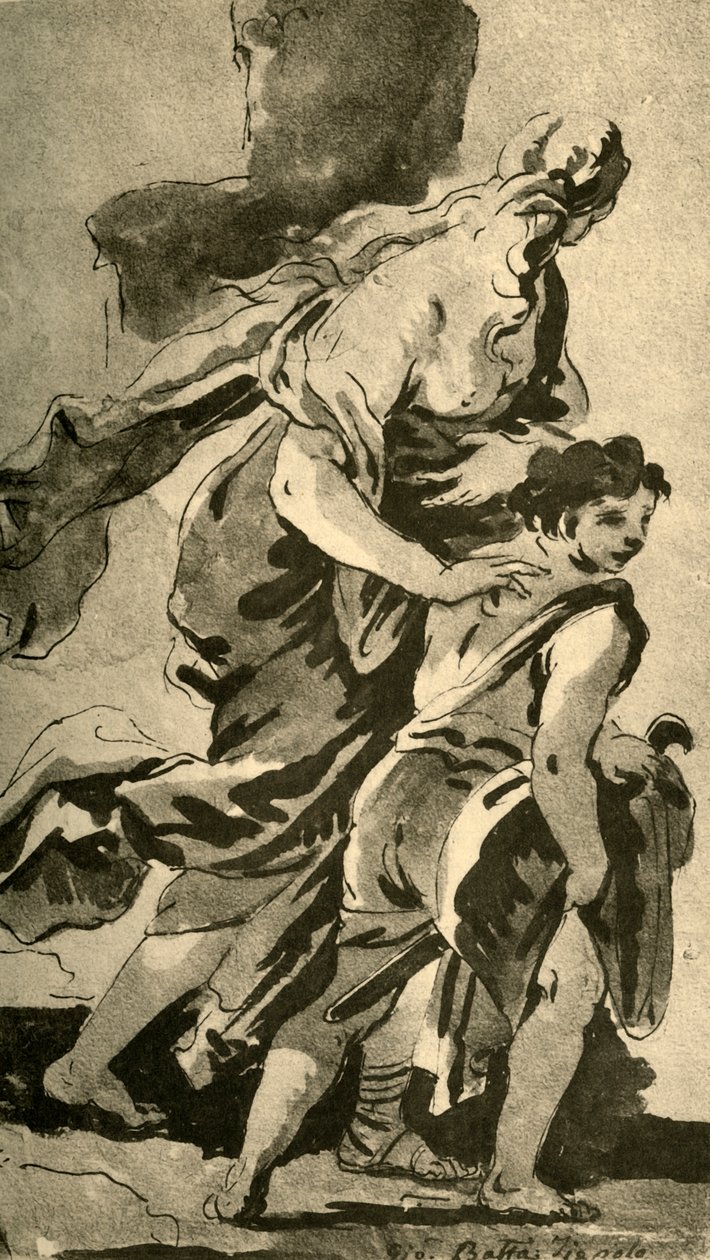 Hagar e Ismael, meados do século XVIII, 1928 de Giovanni Battista Tiepolo