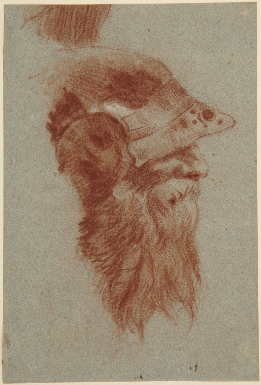 Estudo de cabeça de um soldado barbudo para a Kaisersaal de Würzburg de Giovanni Battista Tiepolo