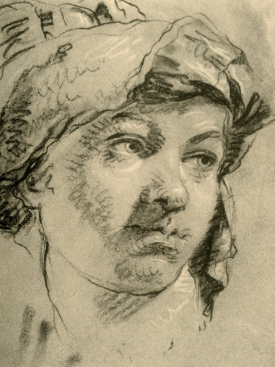 Cabeça de uma menina com turbante, meados do século XVIII, 1928 de Giovanni Battista Tiepolo