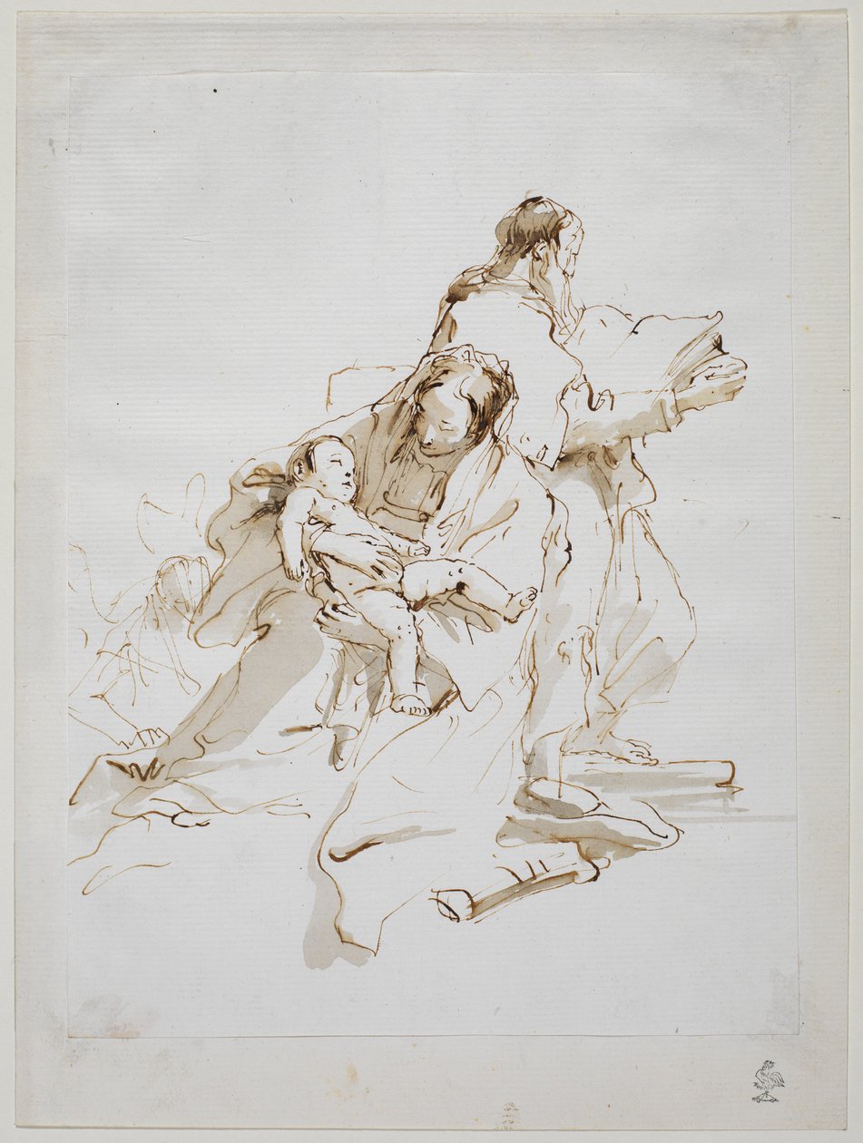 Sagrada Família com Saint Joseph Reading, 1757 por volta de de Giovanni Battista Tiepolo