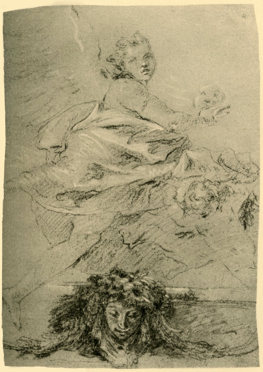 Gênio pairando, meados do século XVIII, 1928 de Giovanni Battista Tiepolo