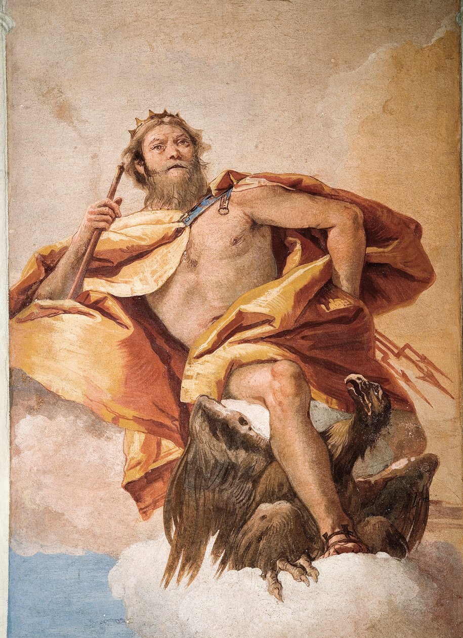 Jove the Thunderer com Eagle, da Sala das Deidades Olimpianas na Foresteria (Guesthouse) 1757 de Giovanni Battista Tiepolo