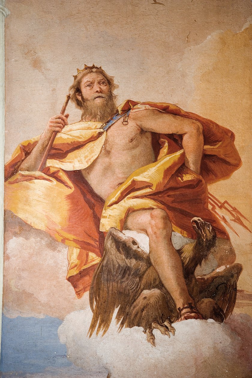 Jove the Thunderer com Eagle, da Sala das Deidades Olimpianas na Foresteria (Guesthouse) 1757 de Giovanni Battista Tiepolo