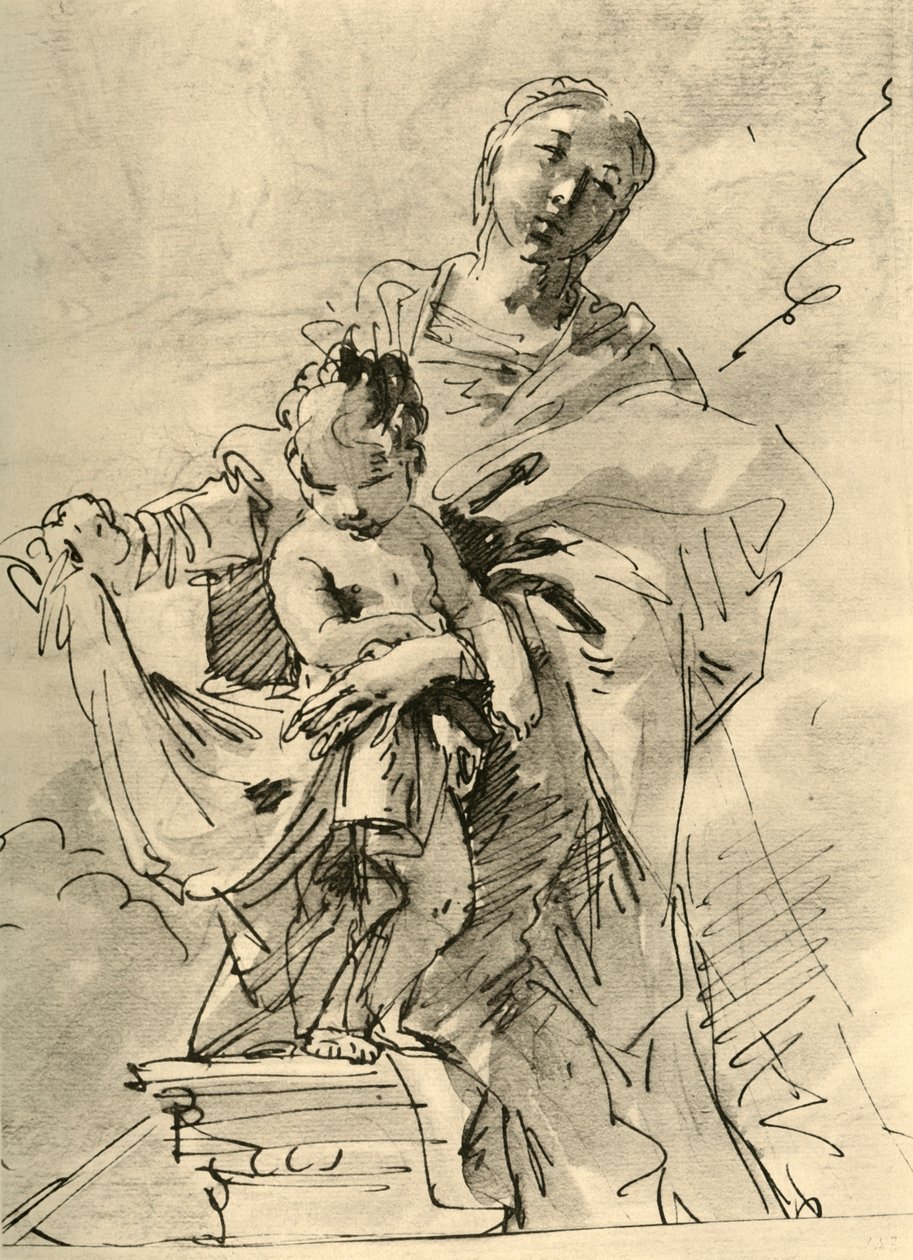 Madonna e criança, meados do século XVIII, 1928 de Giovanni Battista Tiepolo