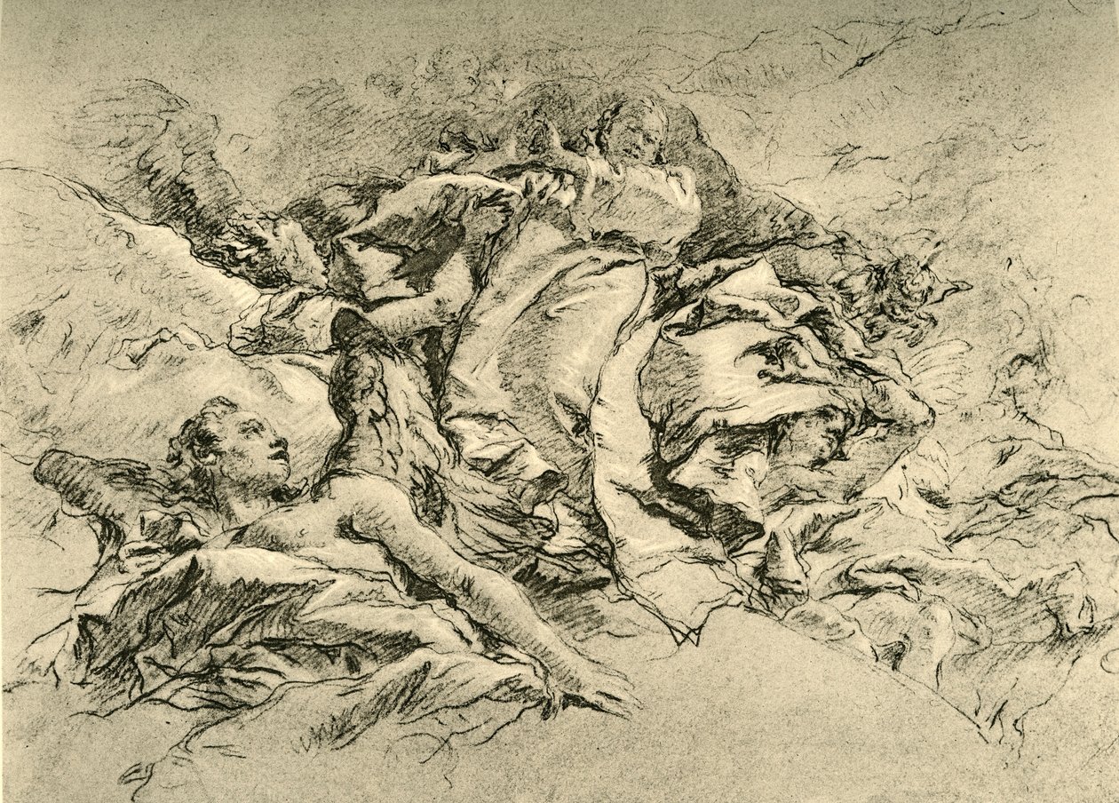 Madonna nas nuvens cercadas por anjos, c1754, 1928 de Giovanni Battista Tiepolo