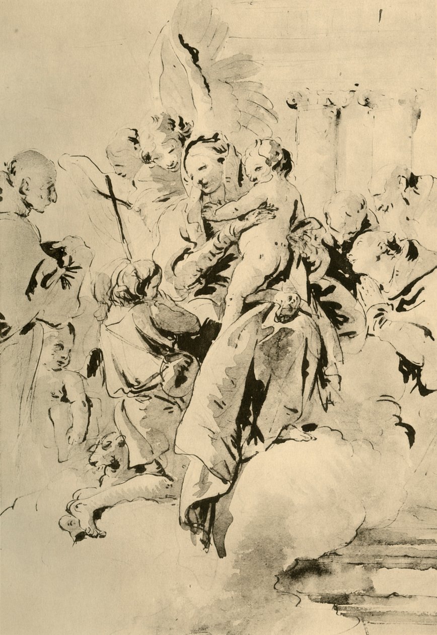 Madonna com Santos e Anjos, meados do século XVIII, 1928 de Giovanni Battista Tiepolo