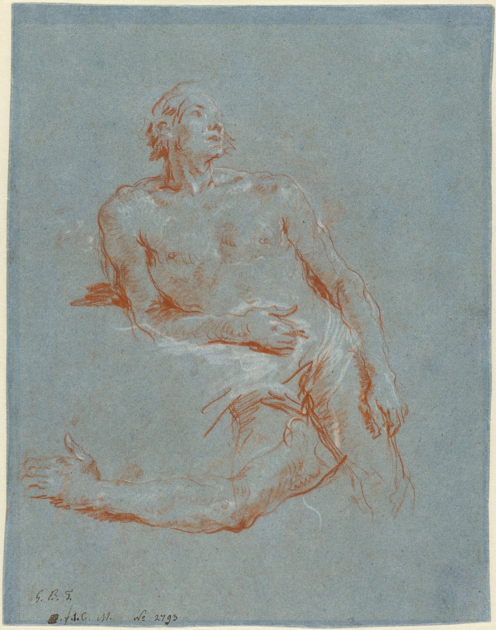 Nu masculino apoiado em seu cotovelo (verso) de Giovanni Battista Tiepolo