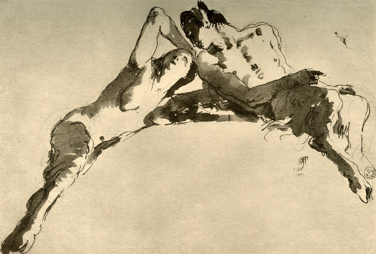 Fauno masculino e feminino, meados do século XVIII, 1928 de Giovanni Battista Tiepolo